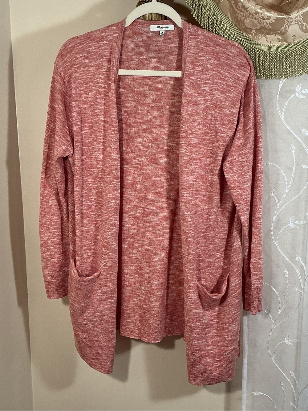 Madewell Rose Marled Open-Front Women’s Cardigan Sz M 80% cotton 20 polyamide